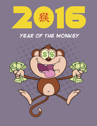 带着2016年标志的跳猴