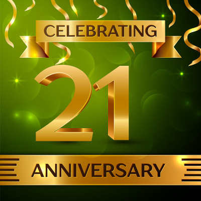 Realistic Twenty one 21 Years Anniversary Celebrat