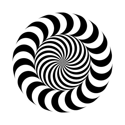 矢量插图。黑白相间的圆形图案嵌在戒指上。体积光学错觉