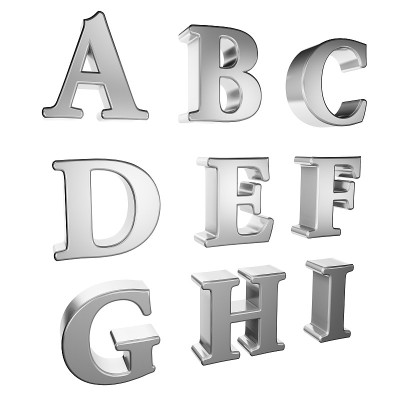 银色字母A到I