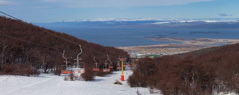 阿根廷火地岛乌斯怀亚的滑雪电梯