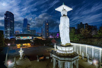 江南区奉恩寺的月夜和佛像