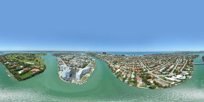 空中360 vr球形全景迈阿密海滩湾港湾群岛