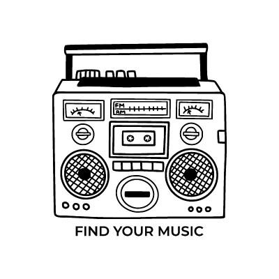 老式收音机录音机上的黑白涂鸦。