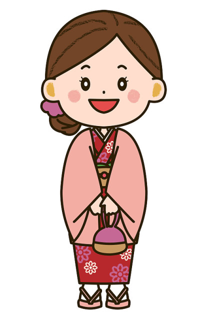 穿着和服的女人的插图