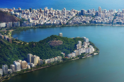 鸟瞰图的Lagoa和Ipanema，里约热内卢de Janeiro，巴西