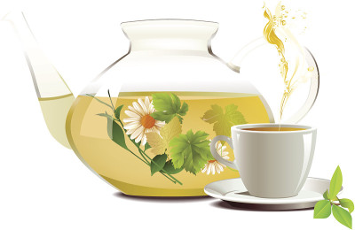 玻璃茶壶和茶杯。