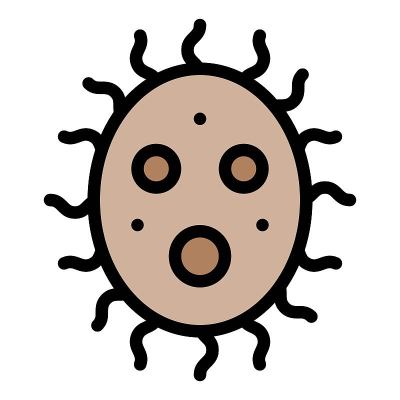 病毒或细菌矢量插图，填充样式图标