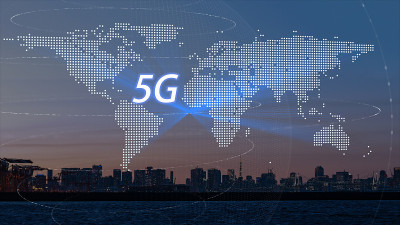 5G和AI技术，全球通信网络概念。