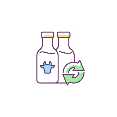 可重复填充的牛奶瓶RGB颜色图标