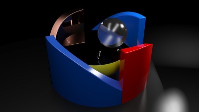 物体的抽象几何组成-三维渲染插图