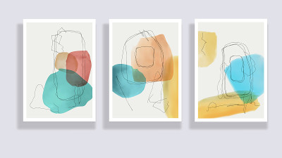 Abstract minimal hand painted compositions