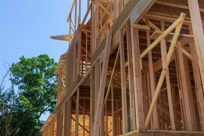 新房屋建筑正在建造的房屋框架
