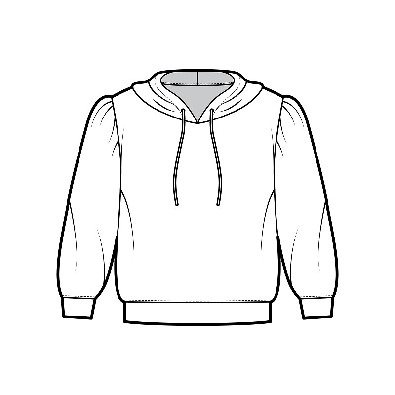 Hoody sweatshirt technical fashion illustration wi