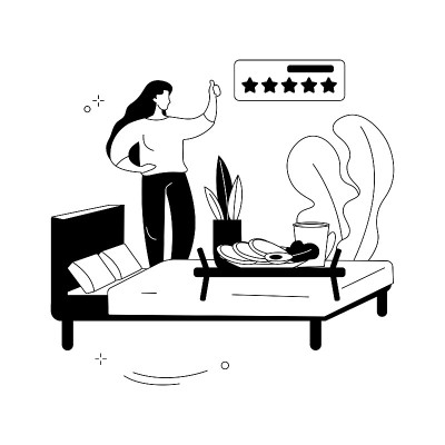 床和早餐抽象概念矢量插图。