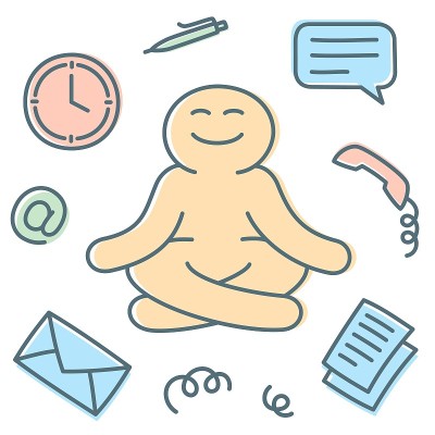 商人在工作场所保持冷静和沉思