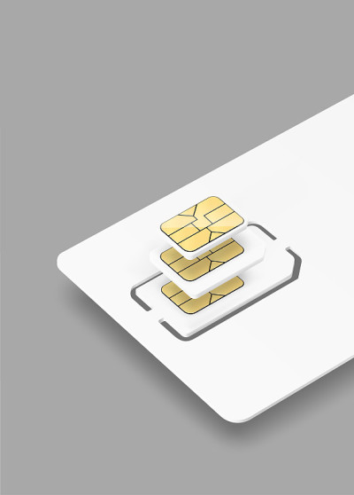空白塑料卡与sim芯片模型。