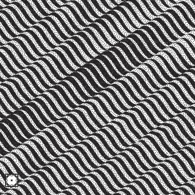 波浪的背景。黑白颗粒点状设计。点彩图案带有视错觉。点画矢量插图。