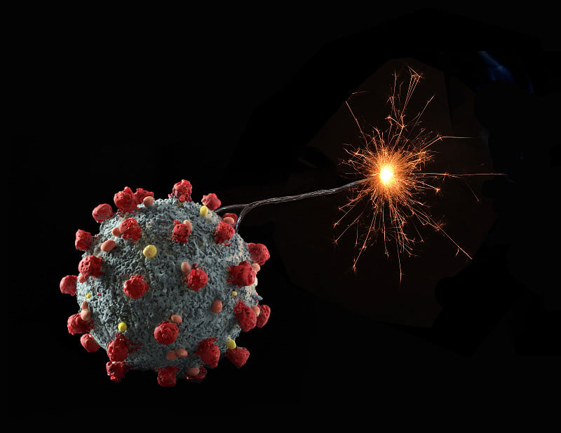 病毒扩大爆炸点燃概念。