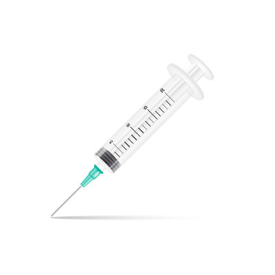 医用注射疫苗注射器。模拟。向量
