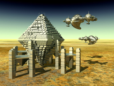 遥远世界的空间站和宇宙飞船