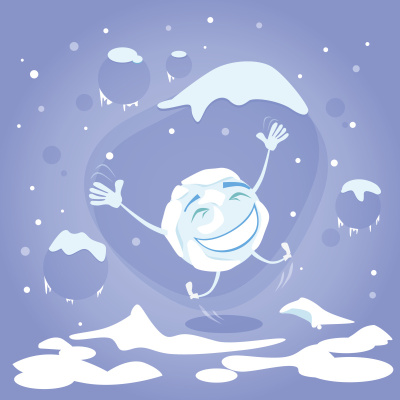 雪球快乐兴奋跳起来大笑卡通有趣的人物