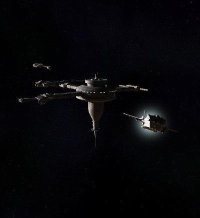 离开深空空间站的星际飞船