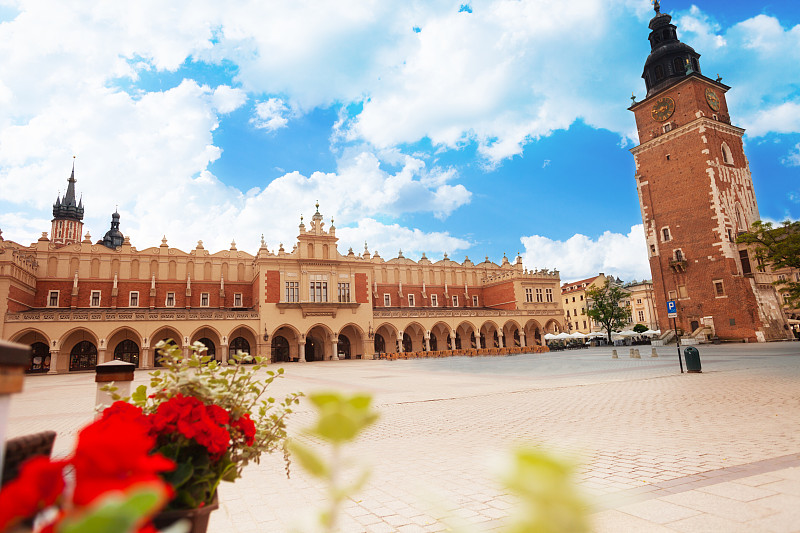 在克拉科夫的Rynek Glowny市政厅大厦