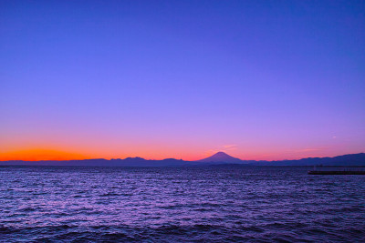 从野岛桥上看富士山的黄昏