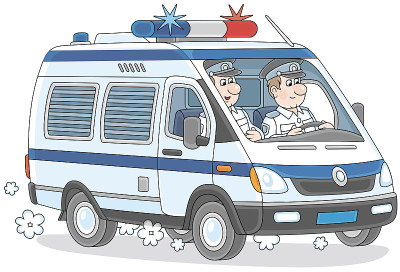 警车上有两个穿制服的警察