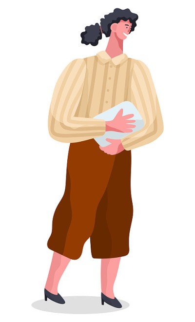 Businesswoman female character in formal clothes o