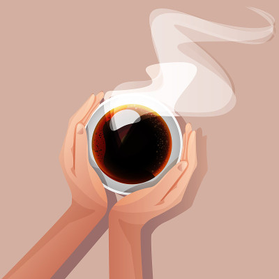 一杯中性色背景的咖啡。