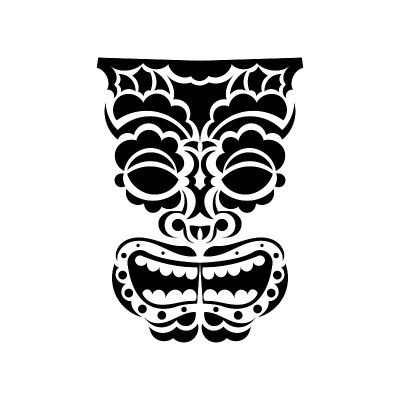 图腾是夏威夷部落的象征。波利尼西亚或毛利风格的脸。古代部落的耳朵。适合打印、纹身和t恤。孤立。矢量插