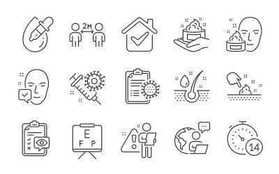 Quarantine, Skin moisture and Vision board icons s