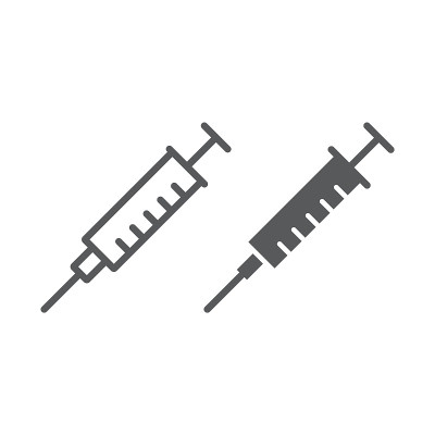 注射器注射线和符号图标，医疗和医院，针标志，矢量图形，白色背景上的线性模式，eps 10。