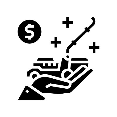 购买割草机字形图标矢量插图