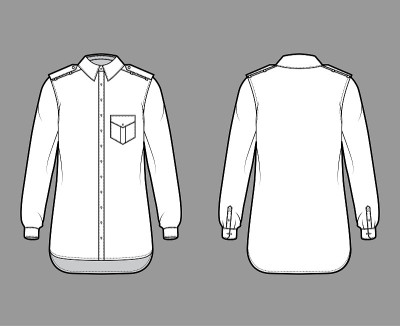 Shirt epaulette technical fashion illustration wit
