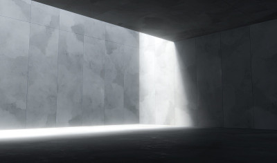 Empty space with concrete wall and lateral lights,