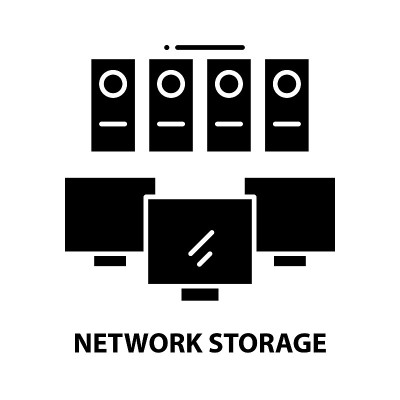 network storage icon, black vector sign with edita