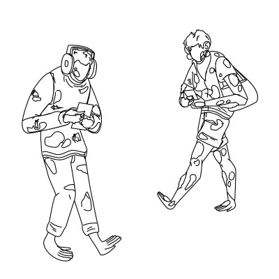 Humanity Degradation With Phone Walking Vector Ill