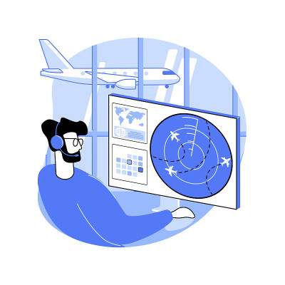 空中交通管制抽象概念矢量图。