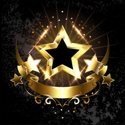 五星和金色丝带