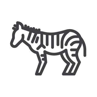 斑马，动物线条图标