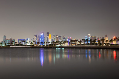 卡塔尔，多哈城市夜景