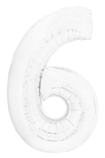 白色6号6号氦气球在白色背景上孤立