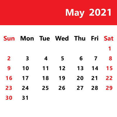 2021年5月日历