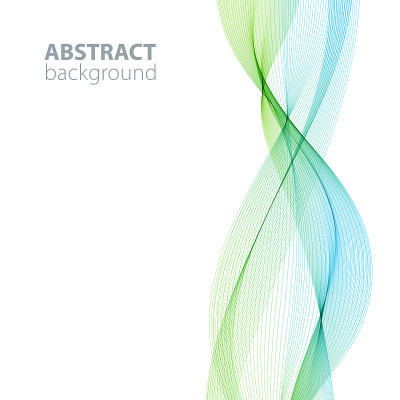Blue-green abstract waves background, waved lines 