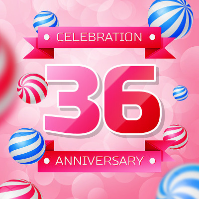 Realistic Thirty six 36 Years Anniversary Celebrat