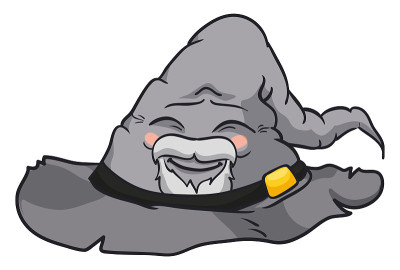 带胡子和带子的魔法长老巫师帽