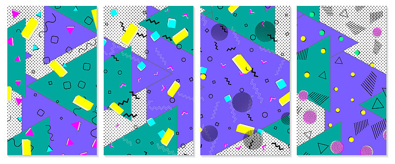 Set of Trendy pattern. Pop art color background.